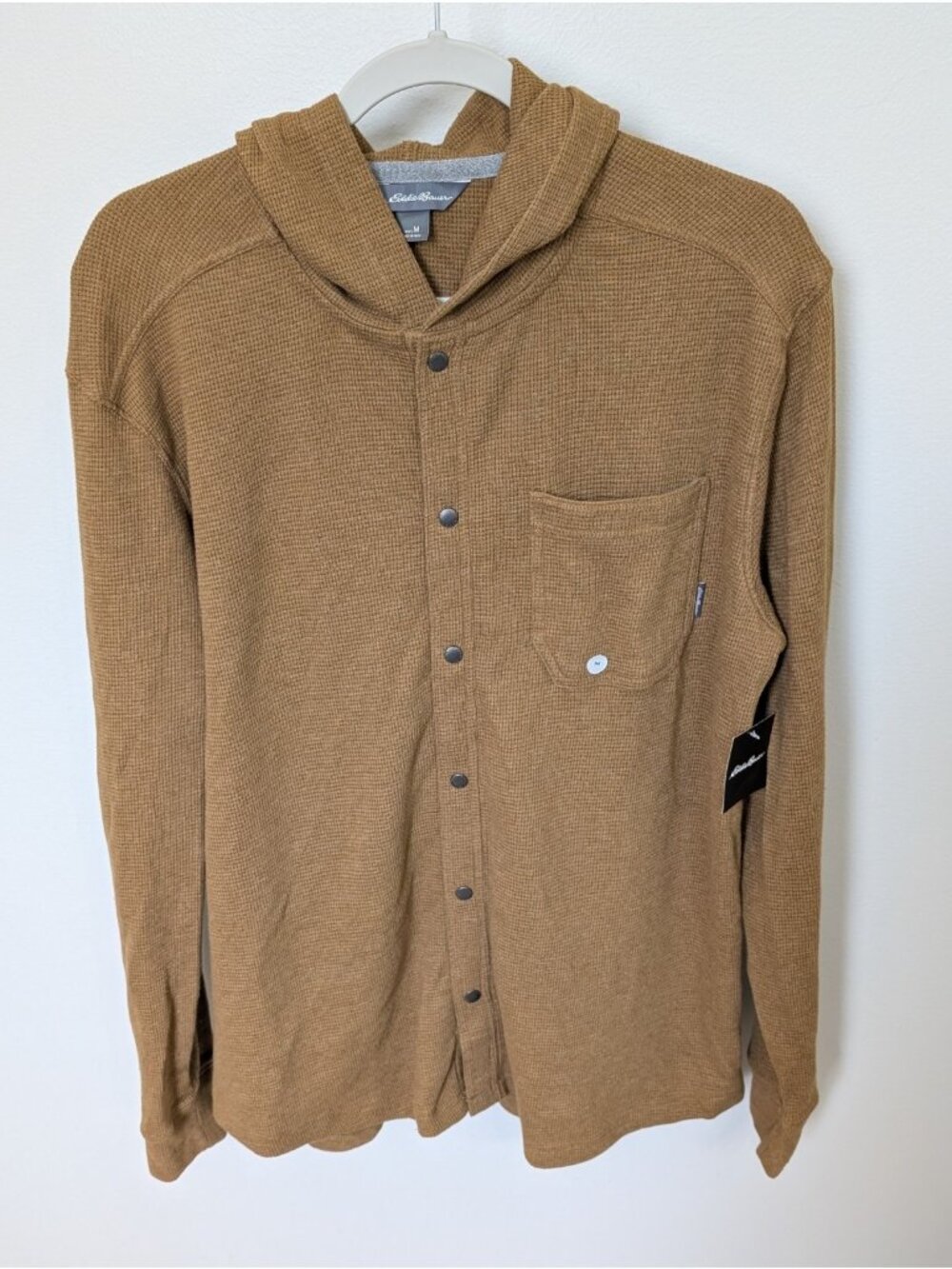 Eddie Bauer Men's M Long sleeve Thermal Waffle Knit Hoodie Brown